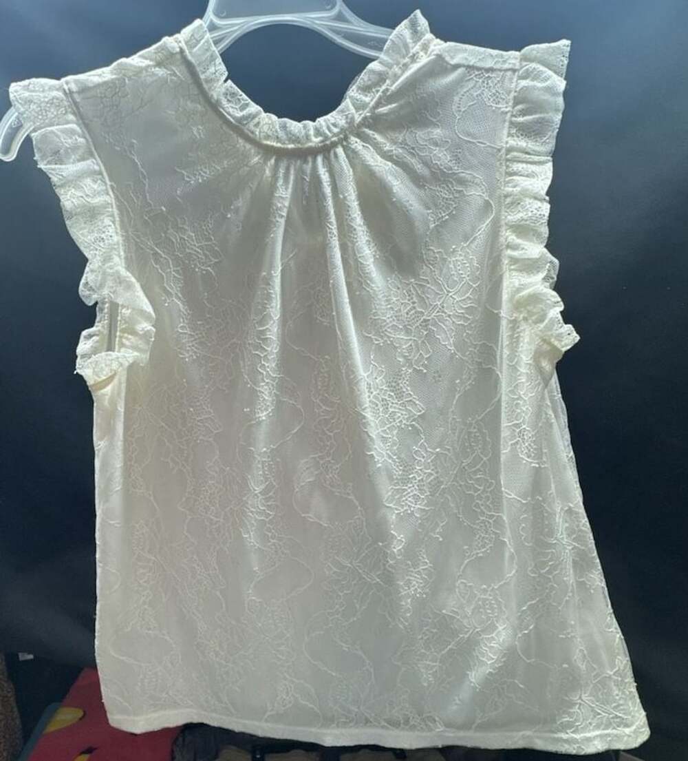 Express White Lace Ruffle Trim Sleeveless Blouse Top Small Nwt
B-1